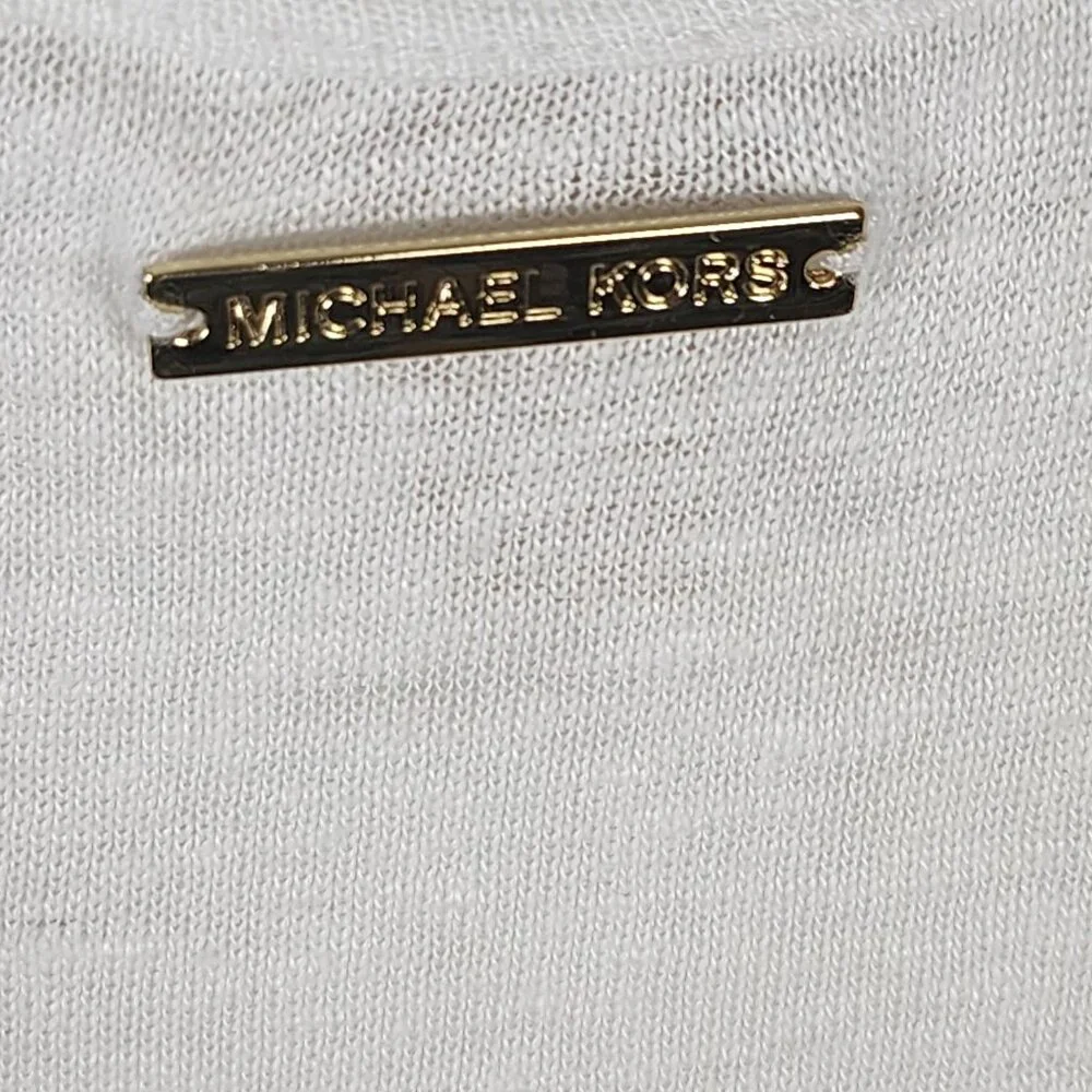 Michael Michael Kors White 100% Linen V-Neck Top - Picture 4 of 6